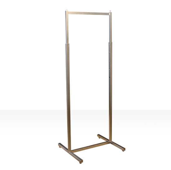 MADE Retail System's Fashion Rack, available in a 1200mm or 600mm wide option. Adjustable in height from 1300mm to 1700mm with push button mechanism. The Fashion Rack Includes a ticket boss at each end and has the adaptability to use castors. Perfect for pop up in store solutions and retail promotional use. Satin Chrome finished steel.